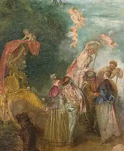 Watteau, detail of The Embarkation for Cythera, 1717, oil on canvas; Louvre, Paris