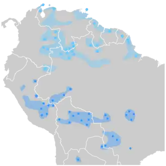 Map of the Arawakan languages in South America