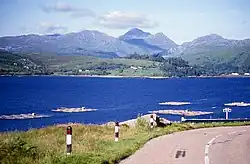 Strontian and Sgùrr Dhòmhnuill viewed from the south shore of Loch Sunart