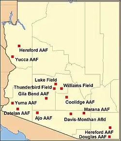 Image 16Major airfields in Arizona during World War II. (from History of Arizona)