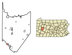 Location of Leechburg in Armstrong County, Pennsylvania.