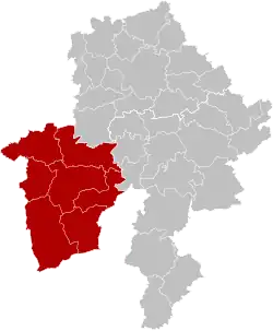 Location of the arrondissement in Namur