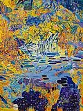 Tjaša Iris, Sun in the Garden, 120 x 90 cm, acryl on jute canvass, 2010