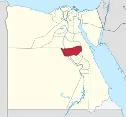 Asyut Governorate on the map of Egypt