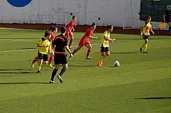 Ataşehir Belediyespor (red) vs Gazikentspor in the 2014–15 season