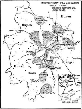Map of planned insurrection in Hupeh and Hunan.