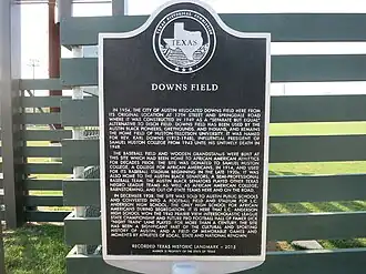 State historical marker at Downs Field