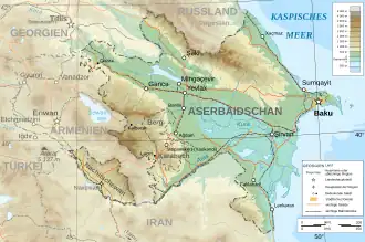 Image 29Topographic map of Azerbaijan (from Geography of Azerbaijan)