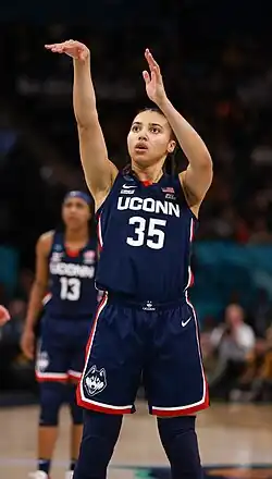 Fudd is making a free throw while looking onward.