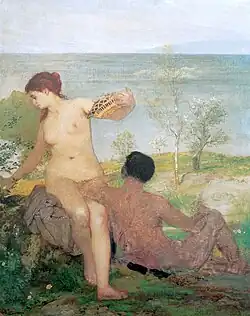 Boy and Girl Picking Flowers, c.1866