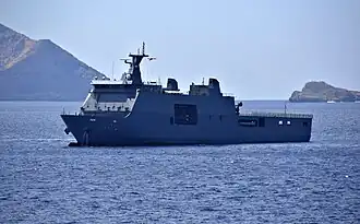 BRP Tarlac (LD 601) conducts amphibious operations during Balikatan 2019 with photo taken from USS Wasp (LHD 1)