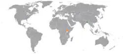Map indicating locations of Bangladesh and Uganda