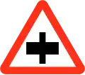 Crossroad with a major road ahead