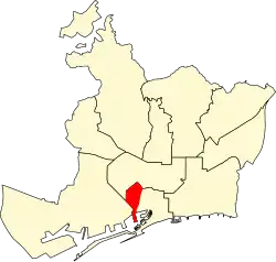 Map of El Raval within Barcelona