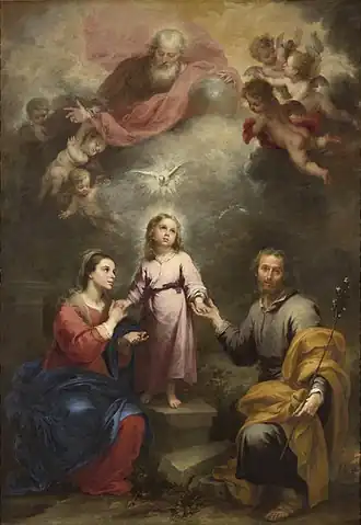 Image 6The "Heavenly Trinity" joined to the "Earthly Trinity" through the Incarnation of the Son–The Heavenly and Earthly Trinities by Murillo (c.&nbsp;1677) (from Trinity)