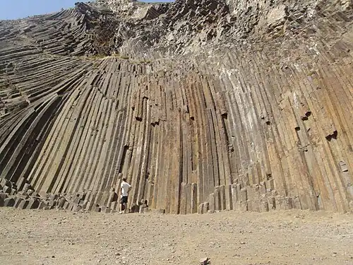 Basalt columns in Porto Santo Island, Madeira.