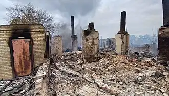 Pisky in ruins after the Russian attack on 27 October 2022.