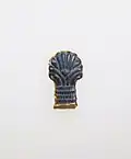 Roman bead ornament; gold and lapis lazuli; 3&nbsp;cm ×&nbsp;1.8&nbsp;cm ×&nbsp;0.5&nbsp;cm (1.18&nbsp;in ×&nbsp;0.71&nbsp;in ×&nbsp;0.20&nbsp;in); Metropolitan Museum of Art
