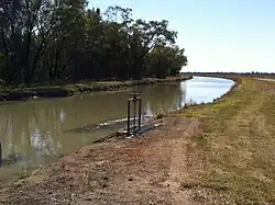 Irrigation channel for cotton fed from E.J. Beardmore Dam