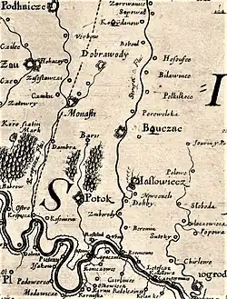 Map of Dniester River area, 1650