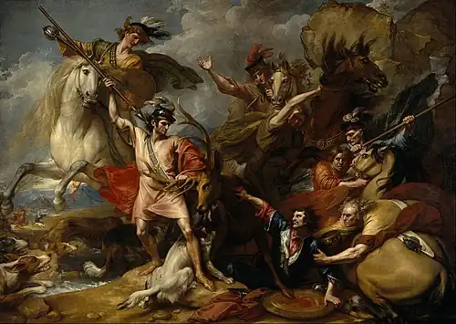 Alexander III of Scotland Rescued from the Fury of a Stag (Benjamin West, 1786)