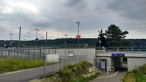 Ramps leading up to elevated side platforms