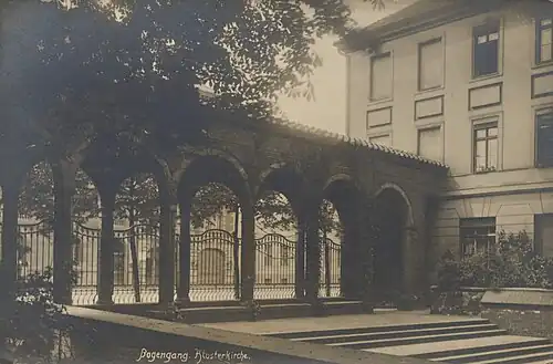 Picture of the arcades seen from the monastery church, ca. 1900