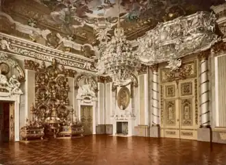 Knights' Hall viewed towards the Grand Staircase, c. 1900