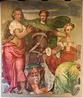 allegorie di verona, rovigo e treviso, palazzo fiorio della seta