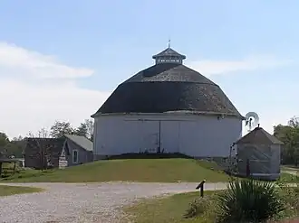 The Bert Leedy Round Barn, a historic site in the township