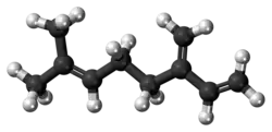 Ball-and-stick model of the beta-myrcene molecule