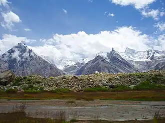 The Braldu River, with the Biafo Glacier in the background