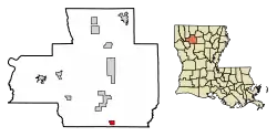 Location of Saline in Bienville Parish, Louisiana.