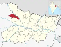 Location of Gopalganj district in Bihar