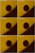 The black drop effect in 2004, in moments of "bad" seeing (left) and "good" seeing (right).