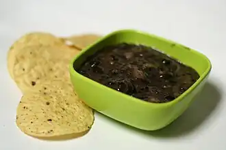 Black bean dip with tortilla chips