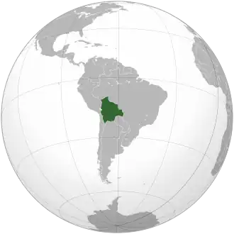 Location of Bolivia in South America