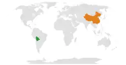 Map indicating locations of Bolivia and China