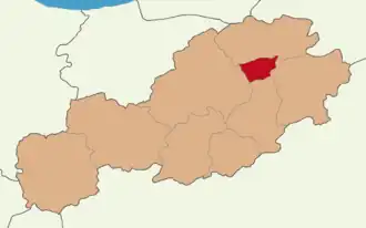 Map showing Yeniçağa District in Bolu Province