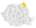 Map of Romania highlighting Botoșani County