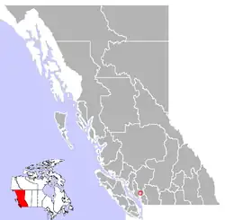 Location of Brackendale in British Columbia