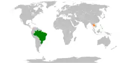 Map indicating locations of Brazil and Thailand