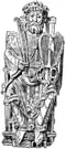 12th century A.D.[152] Kingdom of Germany or Holy Roman Empire. Bowed round lyre on the Lothair Psalter. Engraving lacks fine details in the original, such as the mechanism to adjust the tension of the bow.