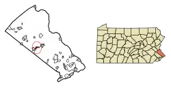 Location of New Britain in Bucks County, Pennsylvania