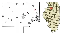 Location of Dover in Bureau County, Illinois.