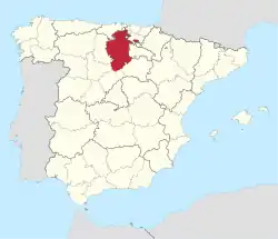 Map of Spain with the province of Burgos highlighted