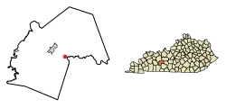 Location of Woodbury in Butler County, Kentucky.