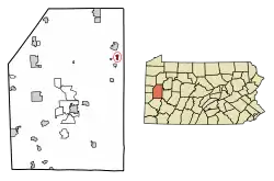 Location of Petrolia in Butler County, Pennsylvania.