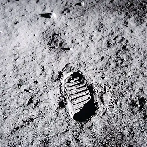 Buzz Aldrin's footprint at Tranquility Base (photograph by Aldrin)