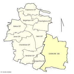 Chanditala-II CD block map showing GP and urban areas
